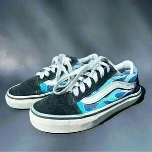 Vans Youth Blue Black White Lace Up Sneaker Shoes
